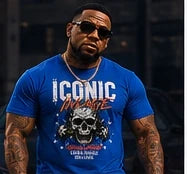 Iconic Blue T-Shirt on Iconic Image original model, concept artwork