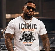 Iconic White T-Shirt on Iconic Image campaign model — artwork concept